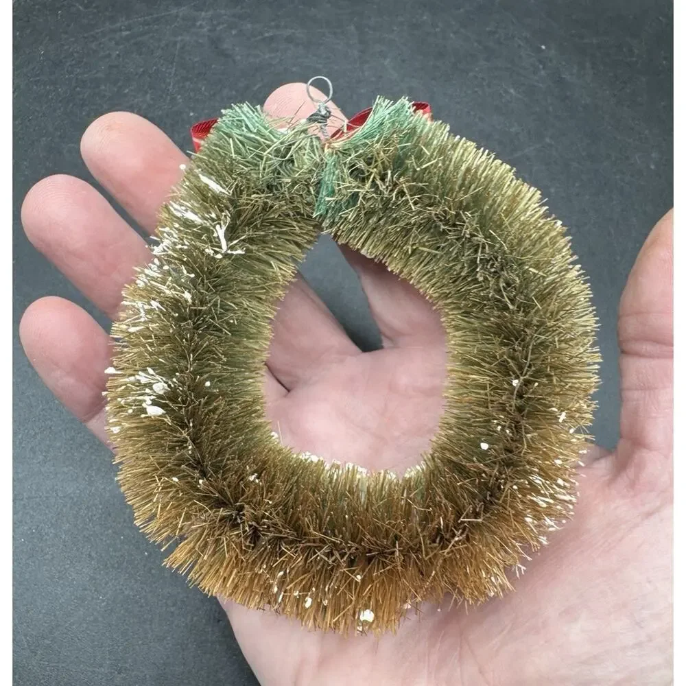 Vintage Bottle Brush Wreath Christmas Decoration with Balls Glitter TO5
